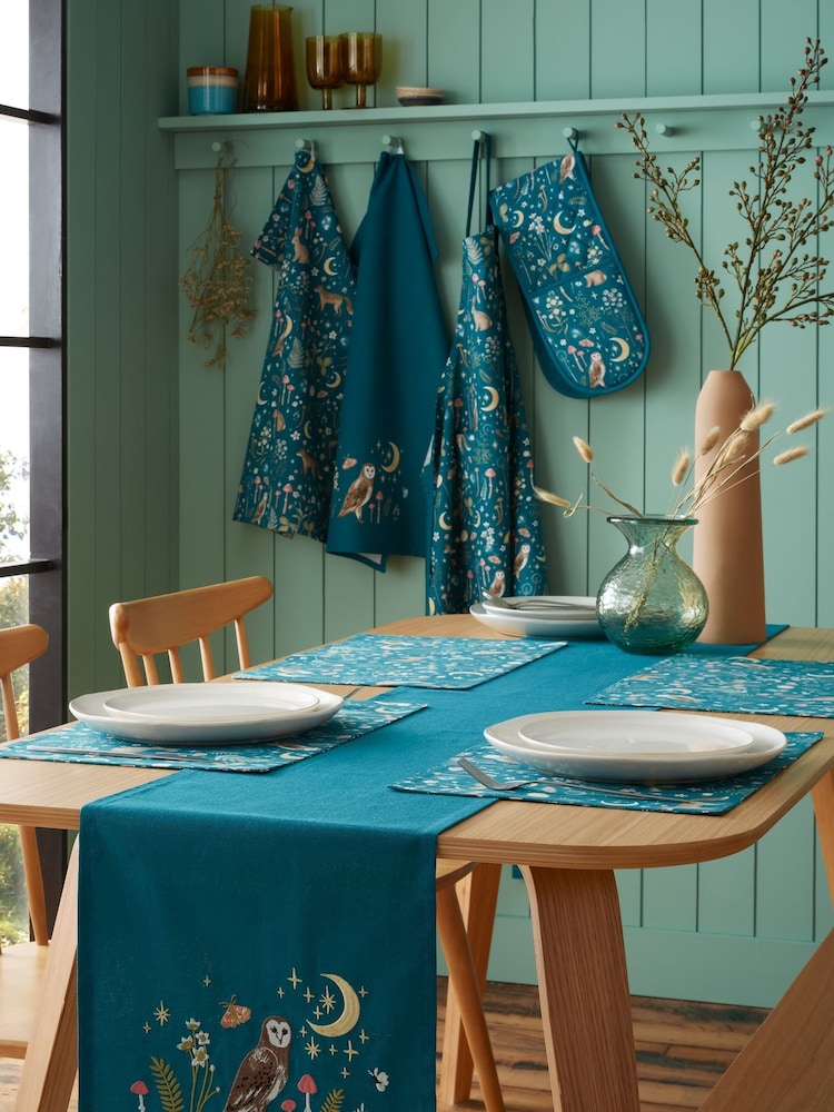 Catherine Lansfield Green Enchanted Twilight Animals Cotton Dining Placemat - Image 2 of 2 Catherine Lansfield Green Enchanted Twilight Animals Cotton Dining Placemat - Image 2 of 2