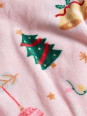 Catherine Lansfield Pink Christmas Happy Holidays Cosy Fleece Blanket Throw - Image 3 of 3