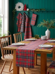 Catherine Lansfield Red Green Christmas Tartan Check Cotton Table Runner - Image 1 of 2