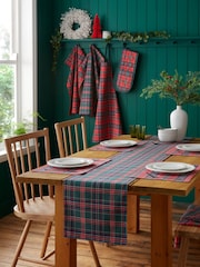 Catherine Lansfield Red Green Christmas Tartan Check Cotton Table Runner - Image 2 of 2