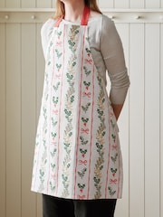 Catherine Lansfield Cream Christmas Holly Stripe Cotton Kitchen Adult Apron - Image 1 of 2