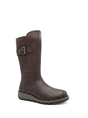 بني - Jones Bootmaker Edita2 Leather Long Boots - صورة 2 من 6