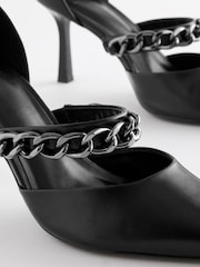 Black Forever Comfort® Point Toe Chain Trim Heel Shoes - Image 4 of 6