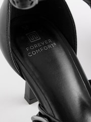 Black Forever Comfort® Point Toe Chain Trim Heel Shoes - Image 5 of 6