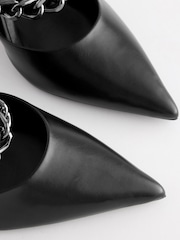 Black Forever Comfort® Point Toe Chain Trim Heel Shoes - Image 6 of 6