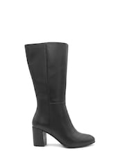 Jones Bootmaker Black Leather Eirith Block Heel Smart Leather Long Boots - Image 4 of 6