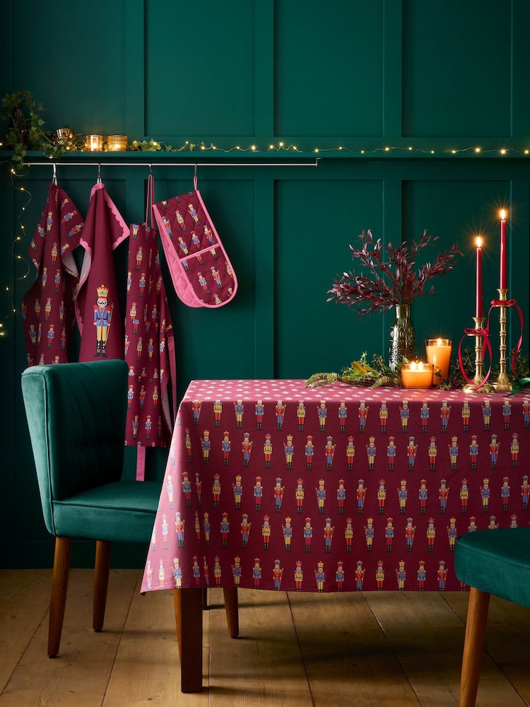 Catherine Lansfield Plum Christmas Nutcracker Wipe Clean Table Cloth - Image 1 of 2 Catherine Lansfield Plum Christmas Nutcracker Wipe Clean Table Cloth - Image 1 of 2
