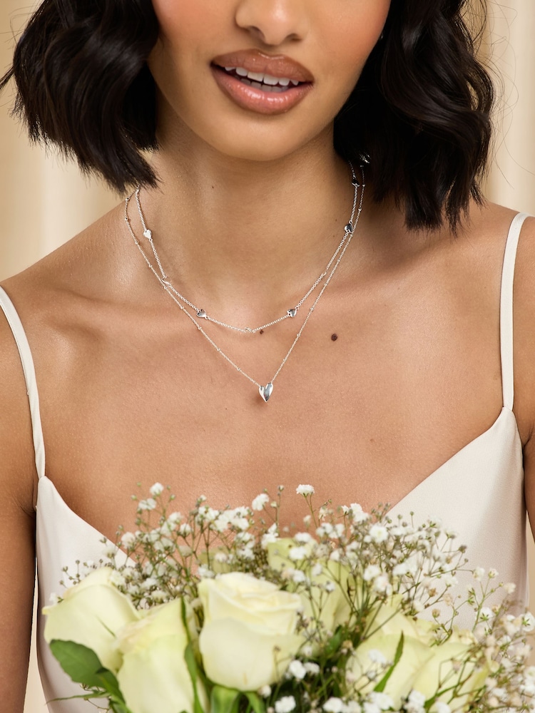 Simply Silver Silver Tone Heart Pendant Necklace - Image 1 of 3