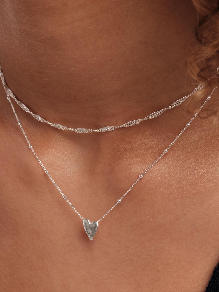 Simply Silver Silver Tone Heart Pendant Necklace - Image 2 of 3