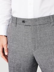 Grey Textured Slim Fit Check Smart Trousers - Image 4 of 8