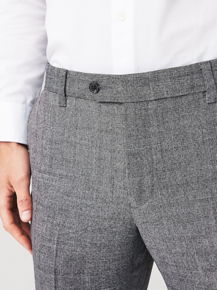 Buy Grey Textured Slim Fit Check Smart Trousers from Next Bahrain