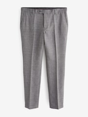 Grey Textured Slim Fit Check Smart Trousers - Image 5 of 8