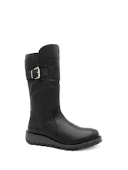 أسود - Jones Bootmaker Edita2 Leather Long Boots - صورة 2 من 6