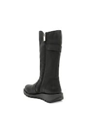 أسود - Jones Bootmaker Edita2 Leather Long Boots - صورة 3 من 6