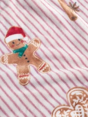 Catherine Lansfield Natural Christmas Gingerbread Stripe Fleece Blanket Throw - Image 3 of 3