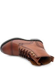 Jones Bootmaker Tan Brown  Leather Davide Leather Wide-Fit Military Boots - Image 5 of 6