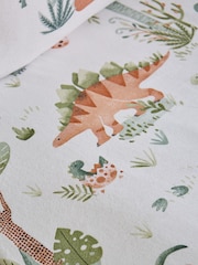 Catherine Lansfield Cream Sleepy Saurus Dino Brushed Cotton Fitted Sheet - Image 2 of 2