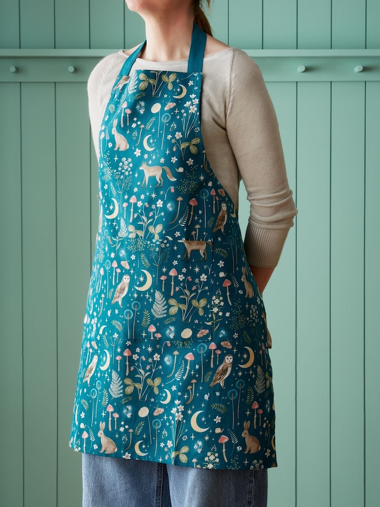 Catherine Lansfield Green Enchanted Twilight Animals Print Cotton Kitchen Apron - Image 1 of 2 Catherine Lansfield Green Enchanted Twilight Animals Print Cotton Kitchen Apron - Image 1 of 2