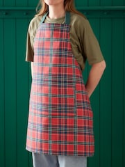 Catherine Lansfield Red Green Christmas Tartan Check Cotton Kitchen Adult Apron - Image 1 of 2