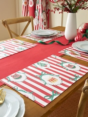 Catherine Lansfield 4 Pack Red Christmas Vintage Stripe Cotton Placemats - Image 1 of 2