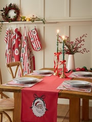 Catherine Lansfield 4 Pack Red Christmas Vintage Stripe Cotton Placemats - Image 2 of 2