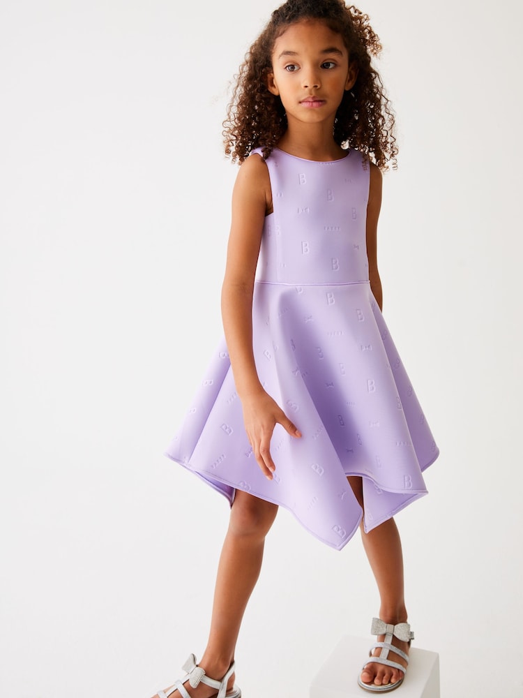 Baker by Ted Baker Lilac Purple Hanky Hem Embossed Scuba Dress - Image 1 of 8