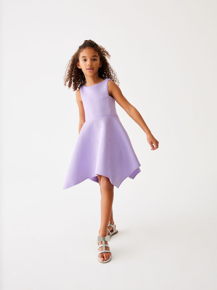 Baker by Ted Baker Lilac Purple Hanky Hem Embossed Scuba Dress - Image 2 of 8
