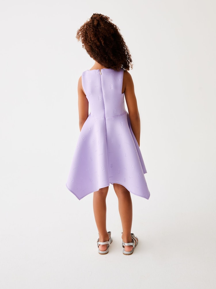Baker by Ted Baker Lilac Purple Hanky Hem Embossed Scuba Dress - Image 3 of 8