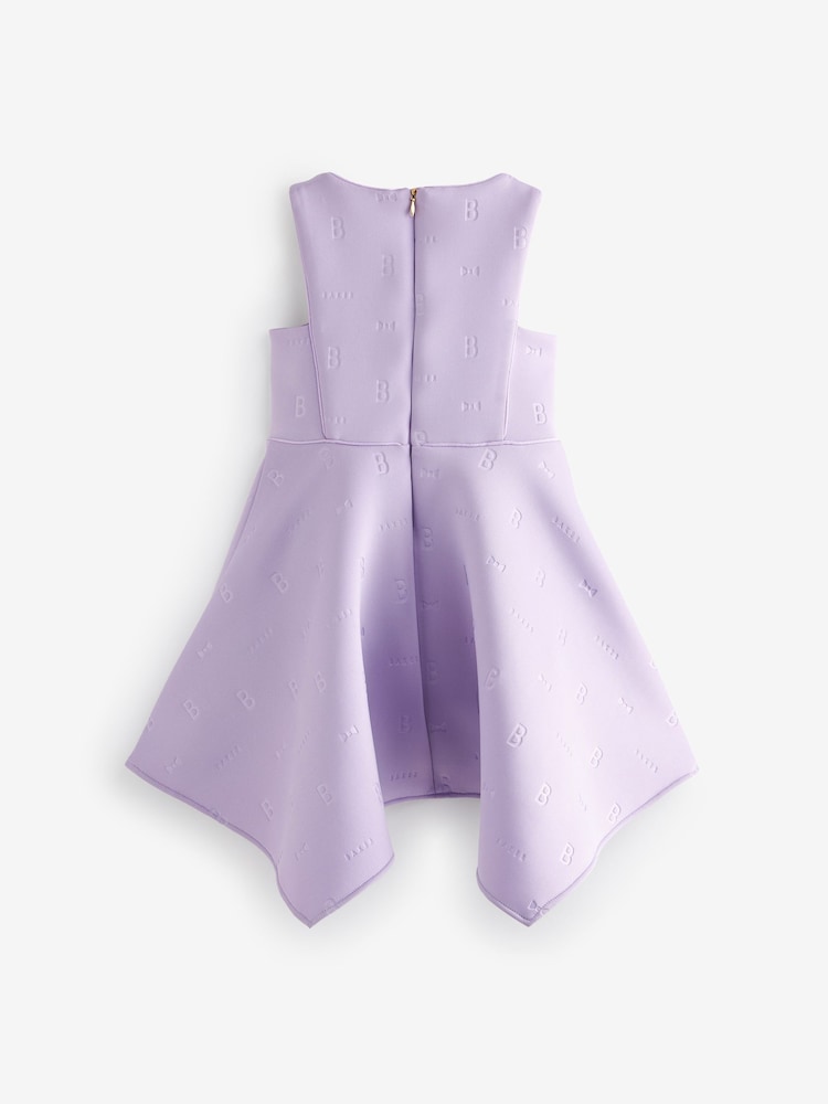 Baker by Ted Baker Lilac Purple Hanky Hem Embossed Scuba Dress - Image 6 of 8