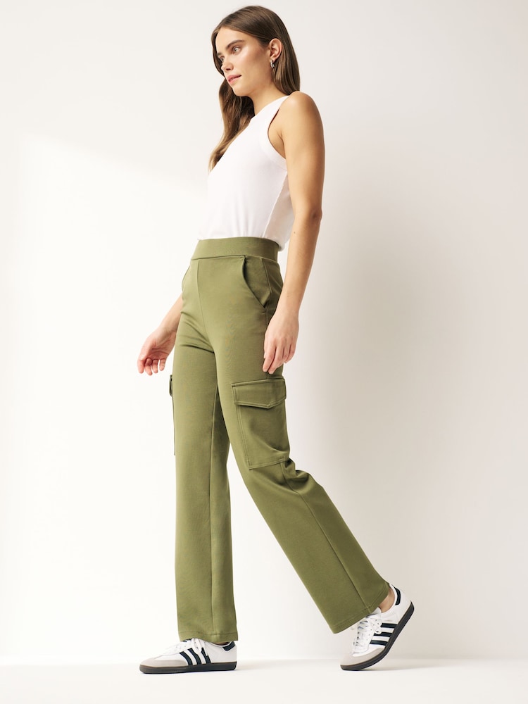 Khaki Green Ponte Utility Cargo Trousers - Image 2 of 6