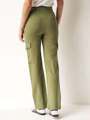 Khaki Green Ponte Utility Cargo Trousers - Image 3 of 6
