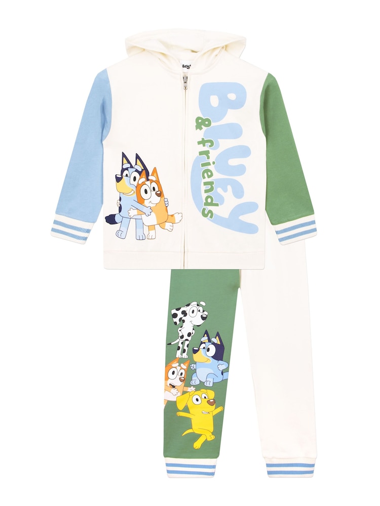 Character Cream Bluey Bingo And Friends Zipped Hoodie And Joggers Outfit Set - Image 1 of 11 Character Cream Bluey Bingo And Friends Zipped Hoodie And Joggers Outfit Set - Image 1 of 11