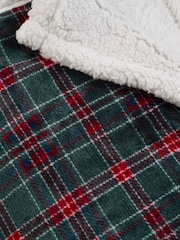 Catherine Lansfield Green Tartan Sherpa Check Cosy Fleece Blanket Throw - Image 3 of 3