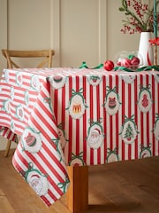 Catherine Lansfield Red Christmas Vintage Stripe Table Cloth - Image 2 of 2