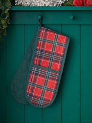Catherine Lansfield Red Green Christmas Tartan Check Double Even Glove - Image 1 of 2