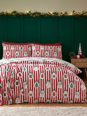 Catherine Lansfield Red Christmas Vintage Stripe Bed Set - Image 2 of 5