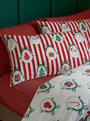 Catherine Lansfield Red Christmas Vintage Stripe Bed Set - Image 4 of 5