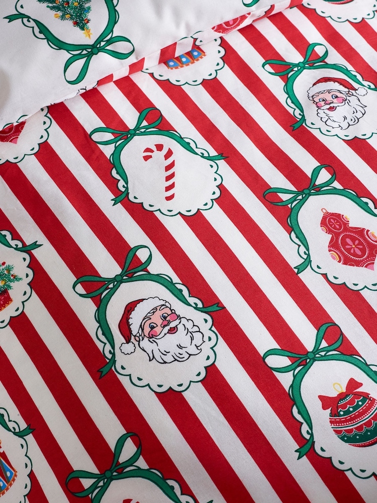 Catherine Lansfield Red Christmas Vintage Stripe Bed Set - Image 5 of 5 Catherine Lansfield Red Christmas Vintage Stripe Bed Set - Image 5 of 5