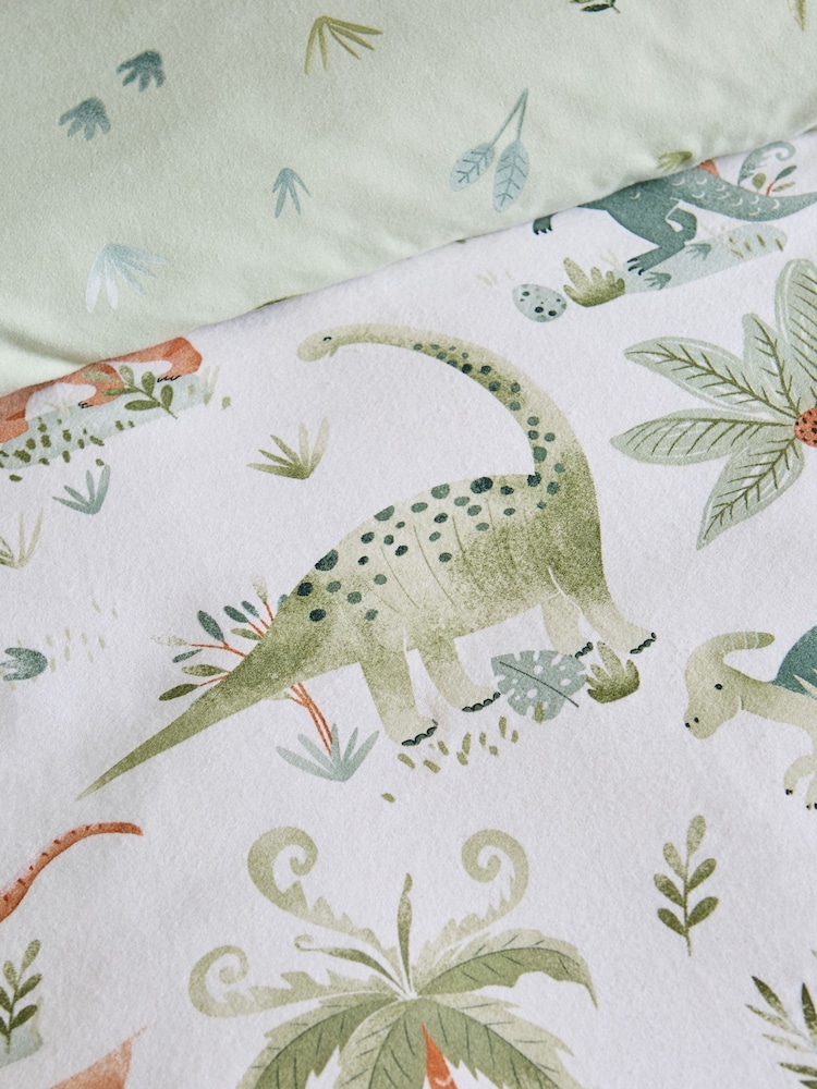 Catherine Lansfield Cream Sleepy Saurus Dino Brushed Cotton Duvet Cover and Pillowcase Set - Image 5 of 5 Catherine Lansfield Cream Sleepy Saurus Dino Brushed Cotton Duvet Cover and Pillowcase Set - Image 5 of 5