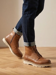 Jones Bootmaker Tan Brown Leather Essex Chunky Leather Boots - Image 1 of 6