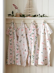 Catherine Lansfield 4 Pack Cream Christmas Holly Stripe Wipeable Placemats - Image 1 of 2
