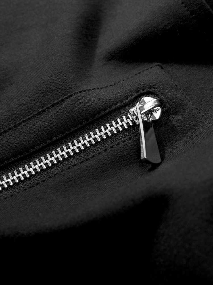 Black Slinky Soft Touch Utility Sleeveless High Neck Zip Pocket Top - Image 6 of 6