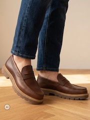 Braun - Jones Bootmaker Peregrine Chunky Leather Penny Style Shoes - Bild 1 von 6