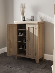 K Interiors Brown Embleton Solid Wood 2 Door Shoe Cupboard - Image 1 of 4