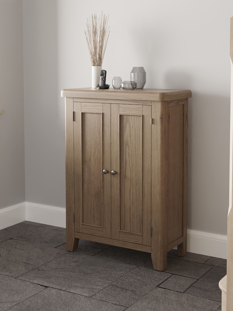 K Interiors Brown Embleton Solid Wood 2 Door Shoe Cupboard - Image 2 of 4 K Interiors Brown Embleton Solid Wood 2 Door Shoe Cupboard - Image 2 of 4