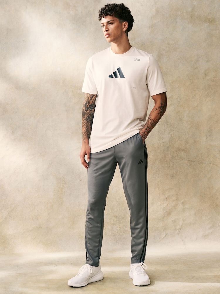 adidas Grey Train Essentials 3-Stripes Training Joggers - Image 2 of 5