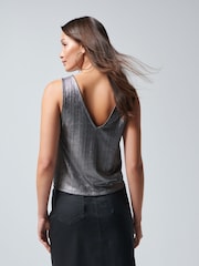 Silver Ruched Lame Vest Top - Image 3 of 6