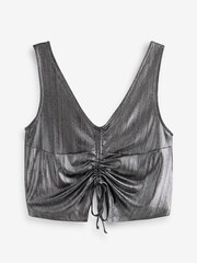 Silver Ruched Lame Vest Top - Image 5 of 6