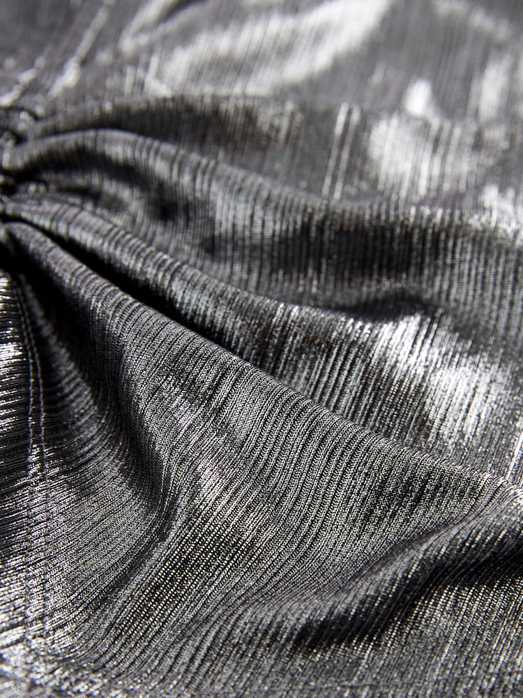 Silver Ruched Lame Vest Top - Image 6 of 6