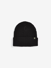 Black Rib Beanie Hat (1-16yrs) - Image 1 of 2